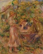 Pierre Auguste Renoir Three Figures in Landscape painting